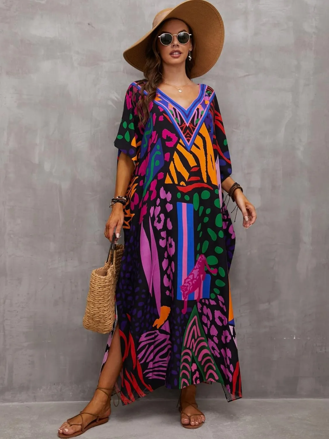 Kaftan Dresses for Women Plus Size Bathing Suit Cover up Caftan Maxi Beach Dresses