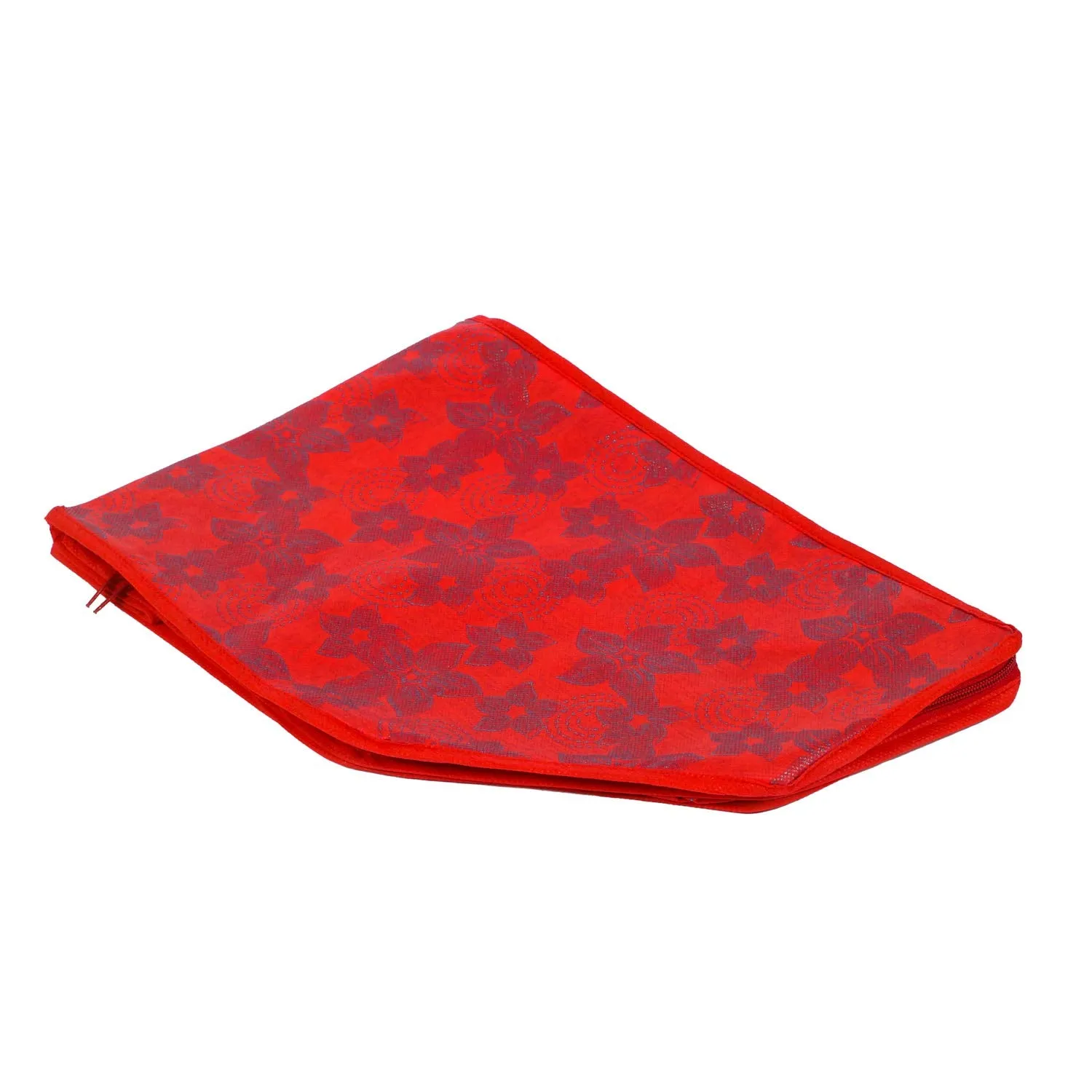 Kuber Industries Metallic Flower 3 Pieces Non Woven Blouse Cover Set (Red) - CTKTC023179