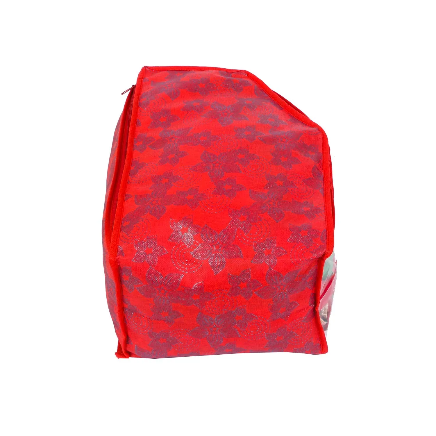 Kuber Industries Metallic Flower 3 Pieces Non Woven Blouse Cover Set (Red) - CTKTC023179
