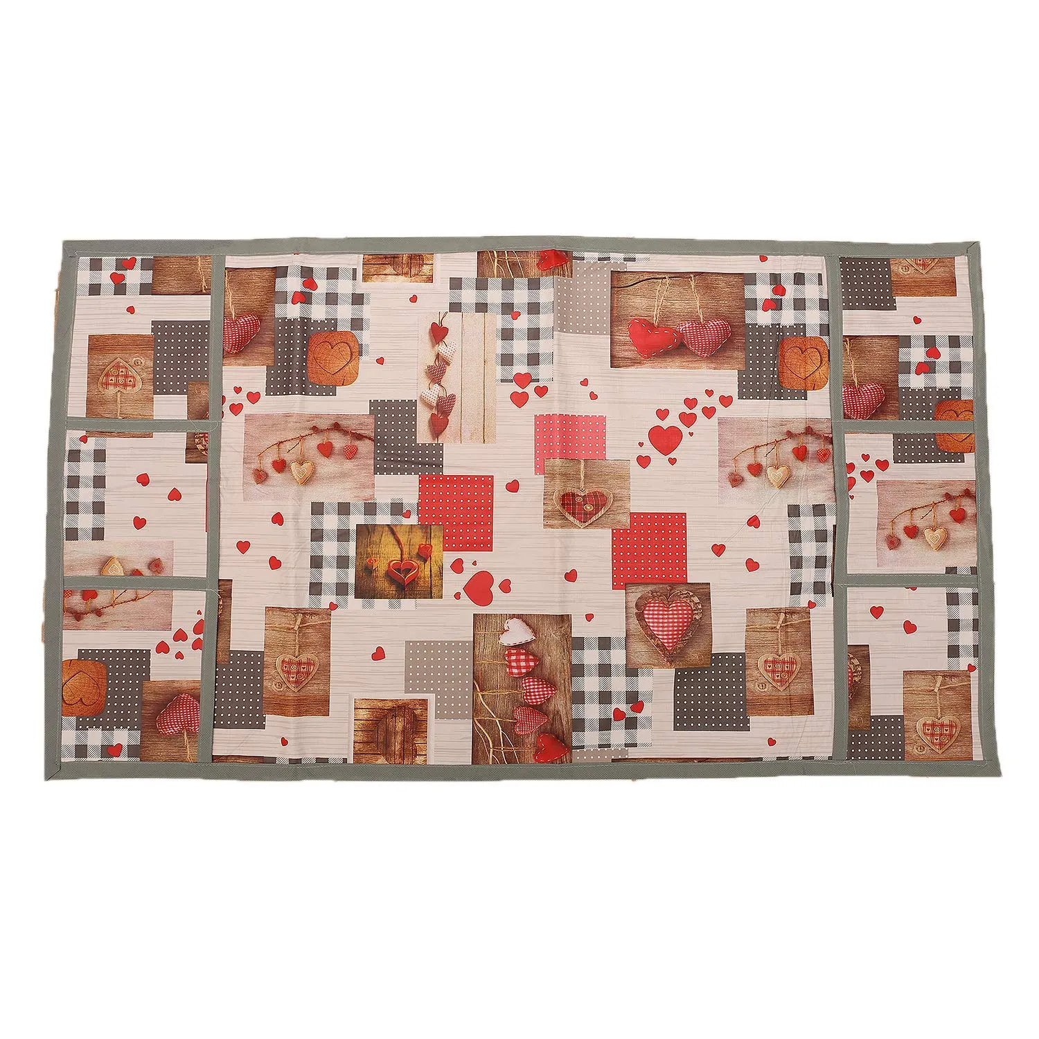 Kuber Industries PVC 3 Pieces Fridge Mats, 2 Piece Handle Cover and 1 Piece Fridge Top Cover (Red & White)-CTKTC032886
