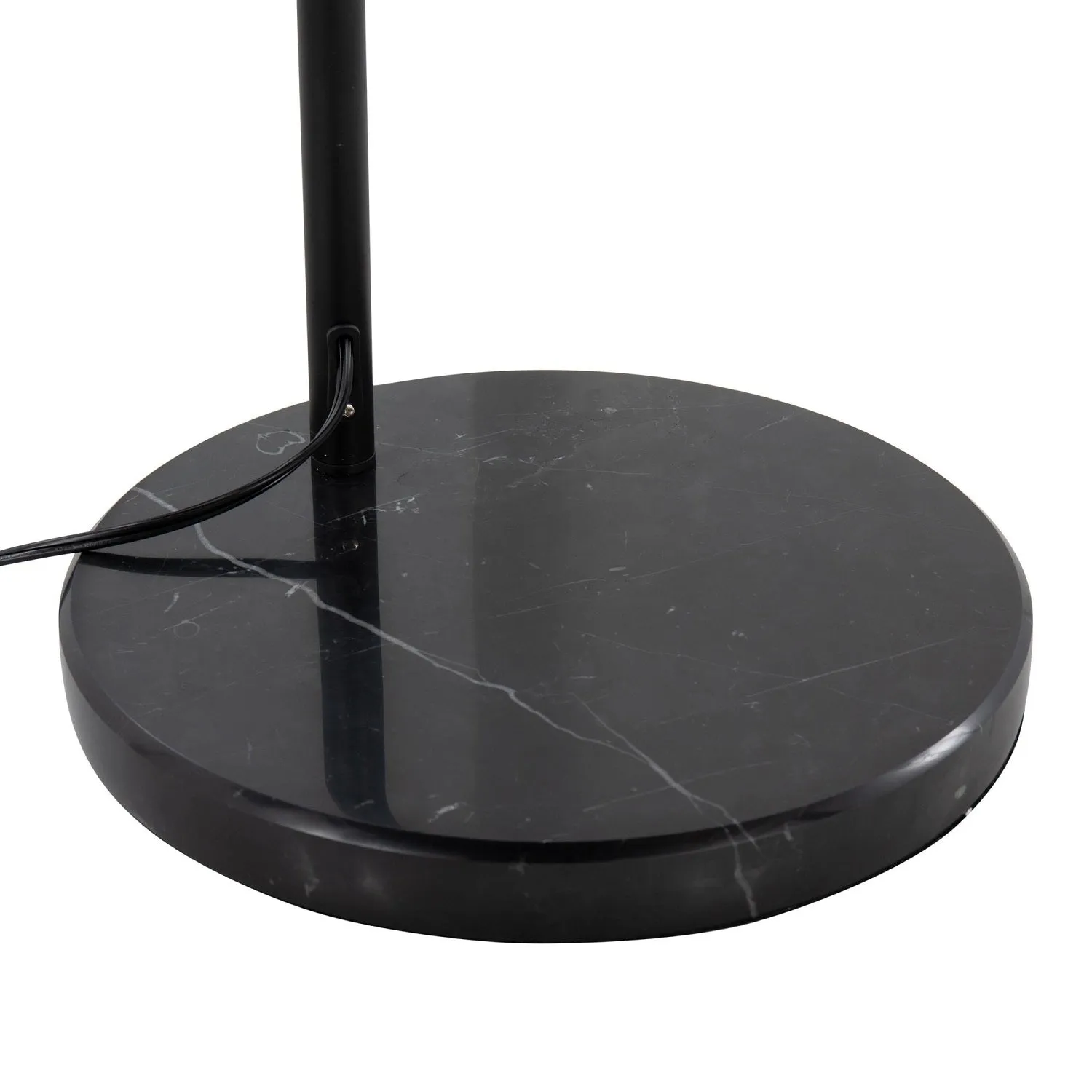 March Contemporary Floor Lamp in Black Marble and Black Metal with Antique Brass Metal Shade by LumiSource