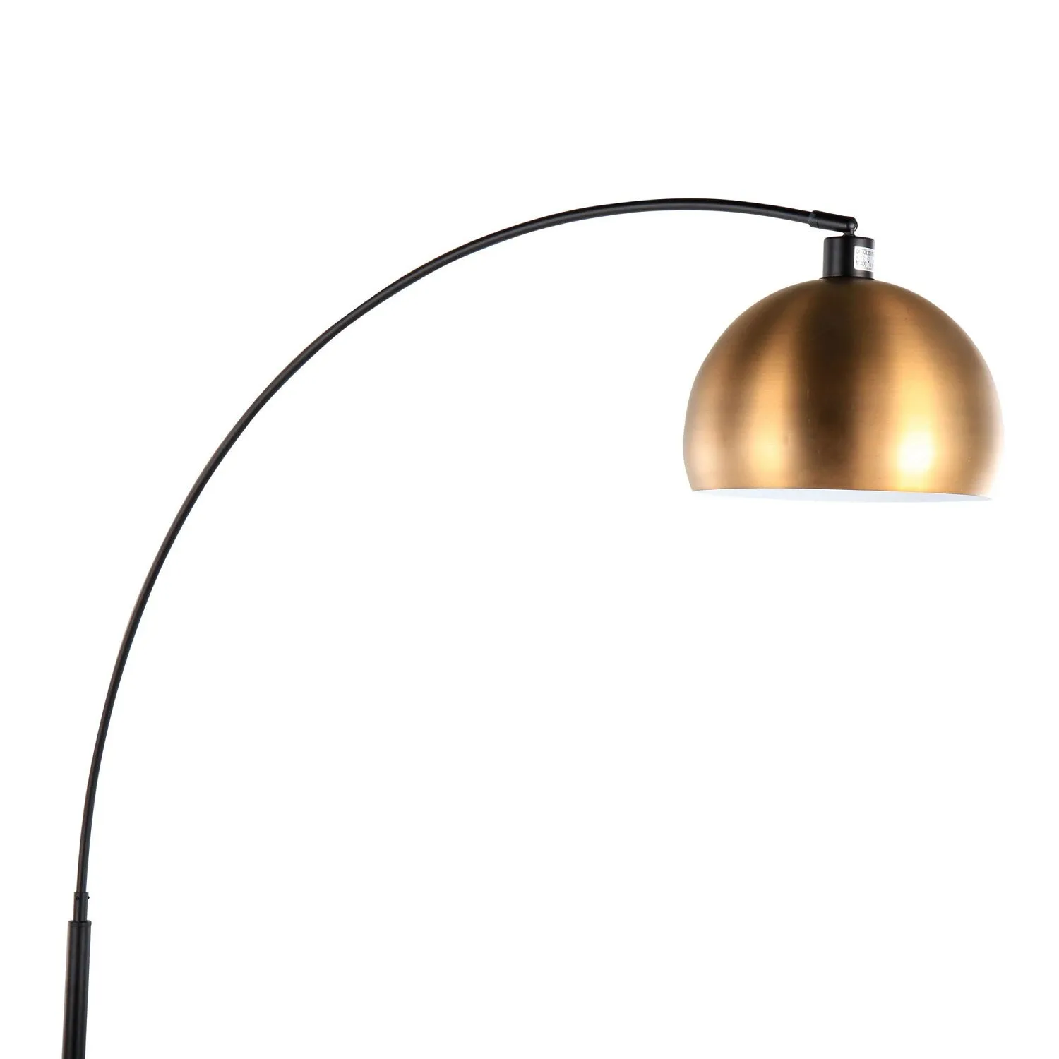 March Contemporary Floor Lamp in Black Marble and Black Metal with Antique Brass Metal Shade by LumiSource