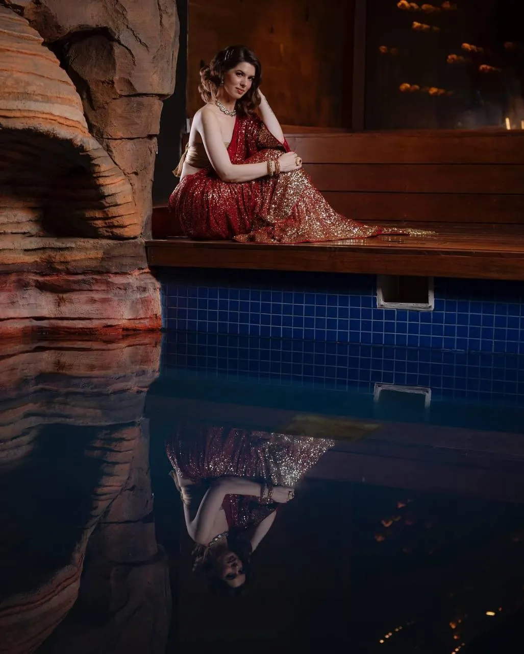 Maroon Georgette Luxury Sequins Saree