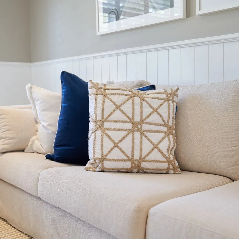 Mirage Haven Zara Braids Crosses White 50x50cm Cushion Cover
