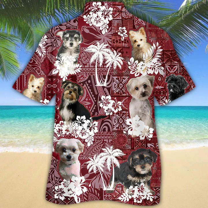 Morkie Hawaiian Shirt, Dog Printed Hawaiian Summer Shirts