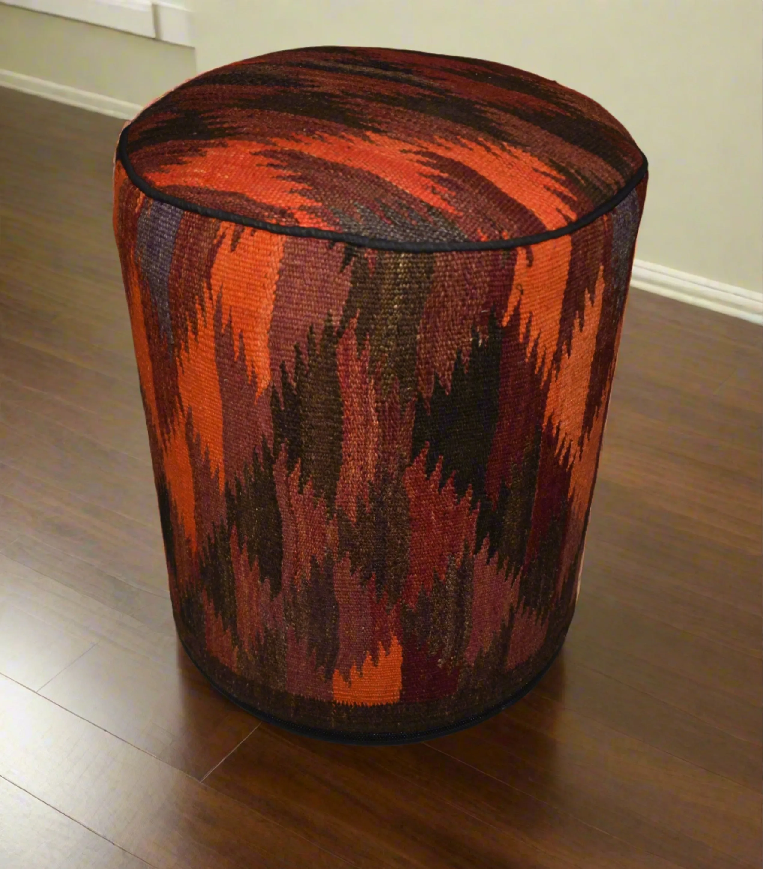 One of a Kind Kilim Rug Pouf Ottoman foot stool - #117