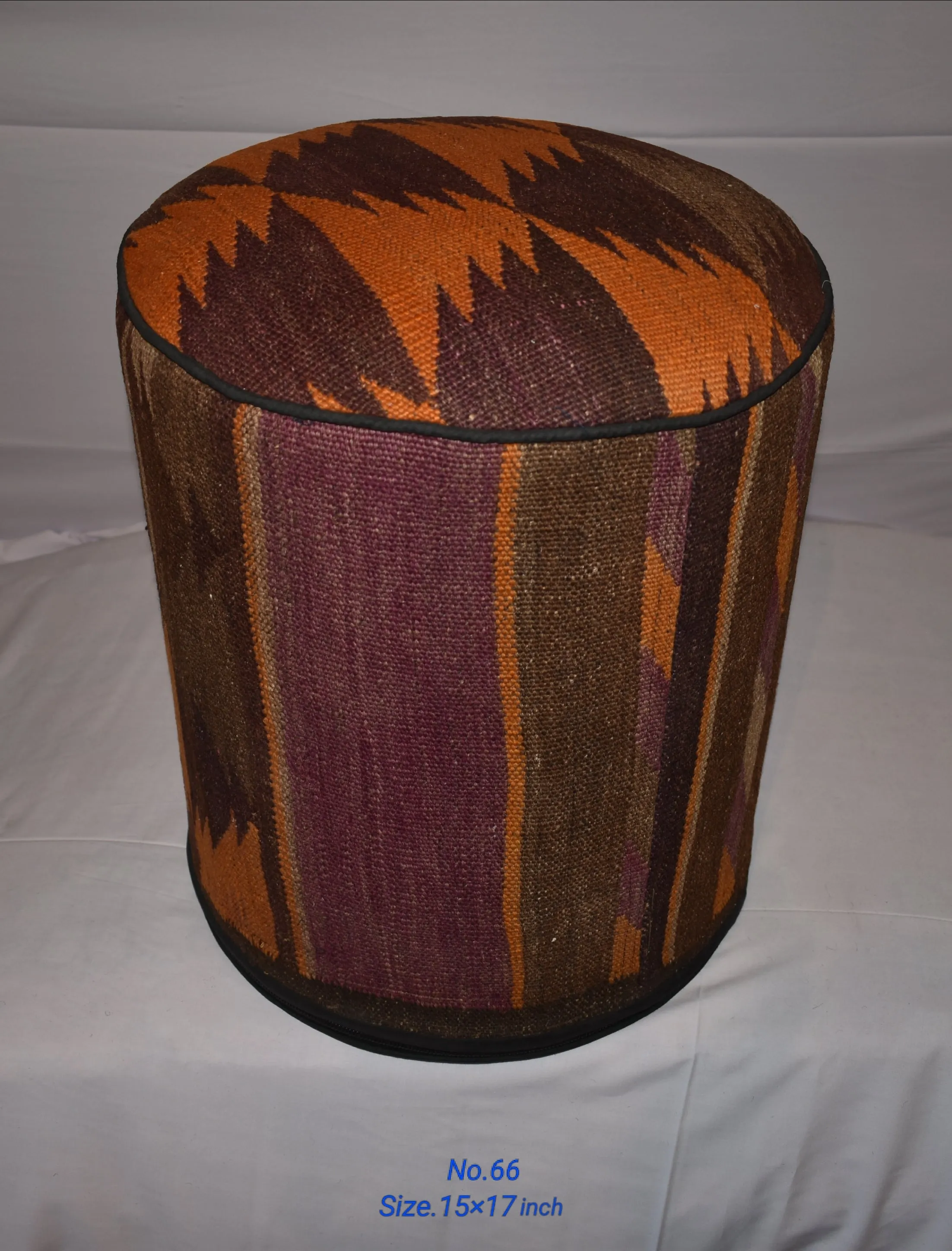 One of a Kind Kilim Rug Pouf Ottoman foot stool - #66