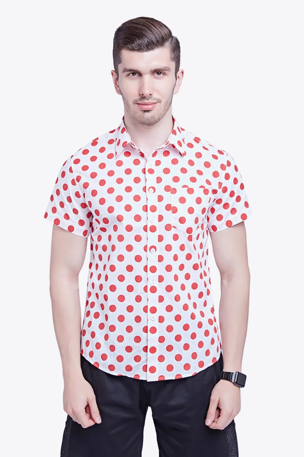 Printed Button-Down Collared Beach Shirt