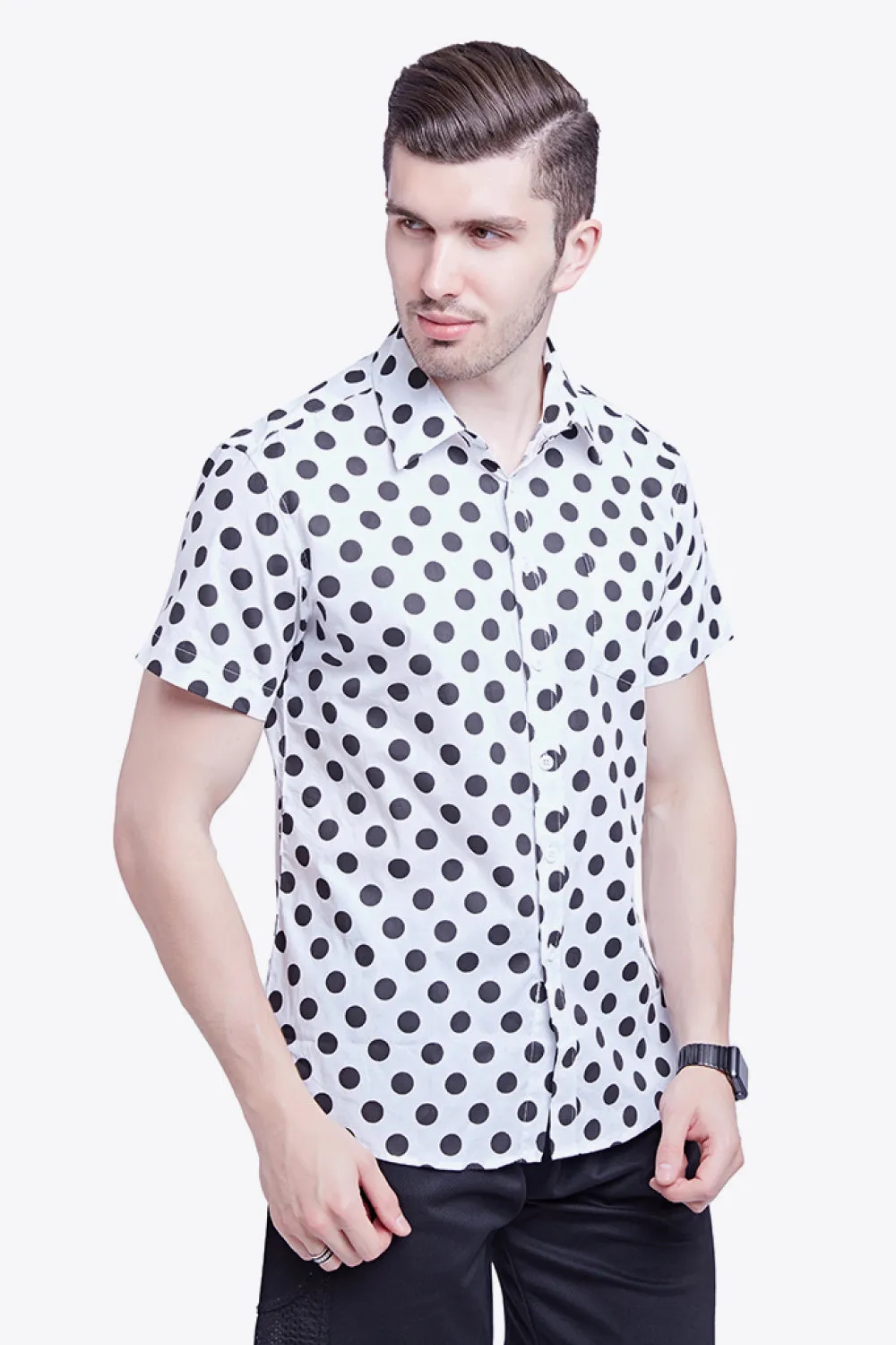 Printed Button-Down Collared Beach Shirt