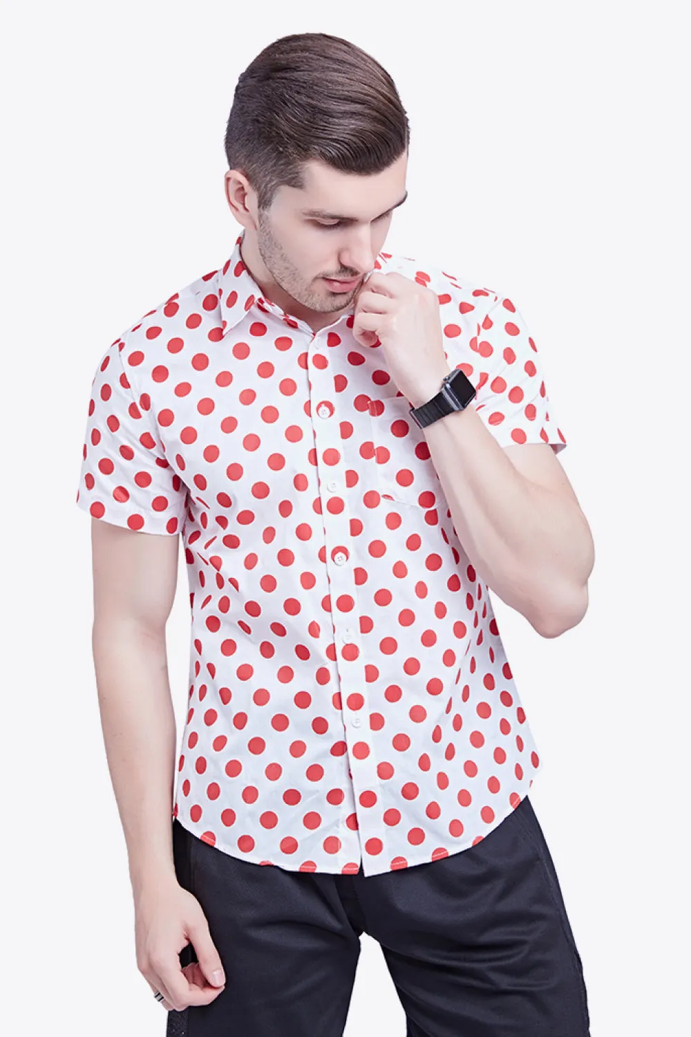 Printed Button-Down Collared Beach Shirt