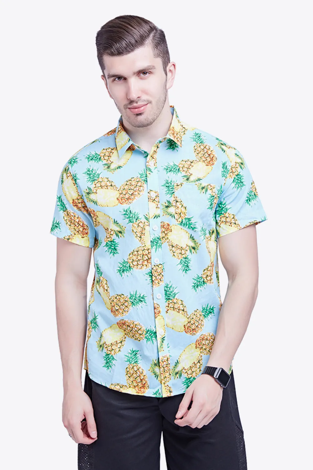 Printed Button-Down Collared Beach Shirt