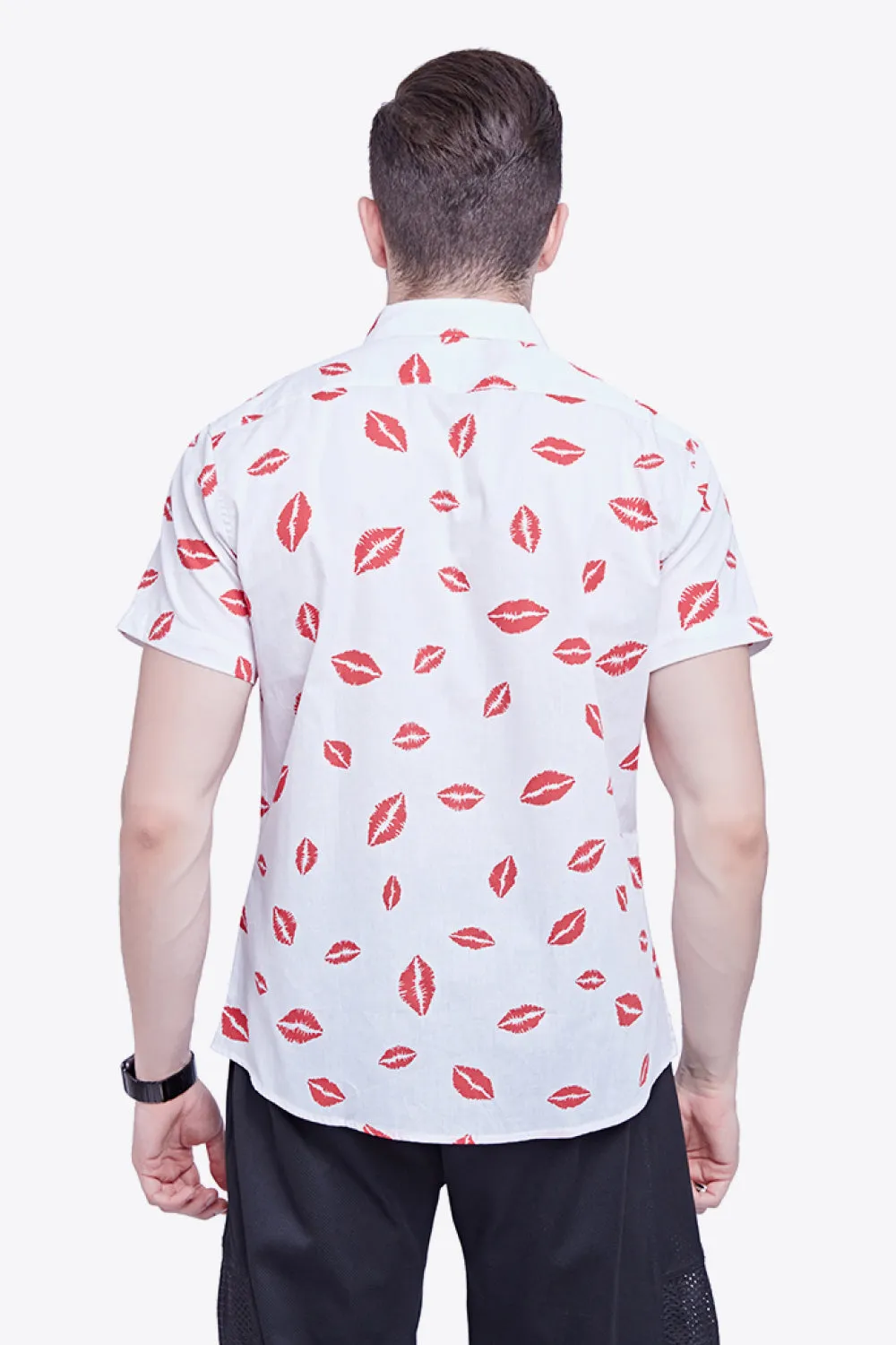 Printed Button-Down Collared Beach Shirt