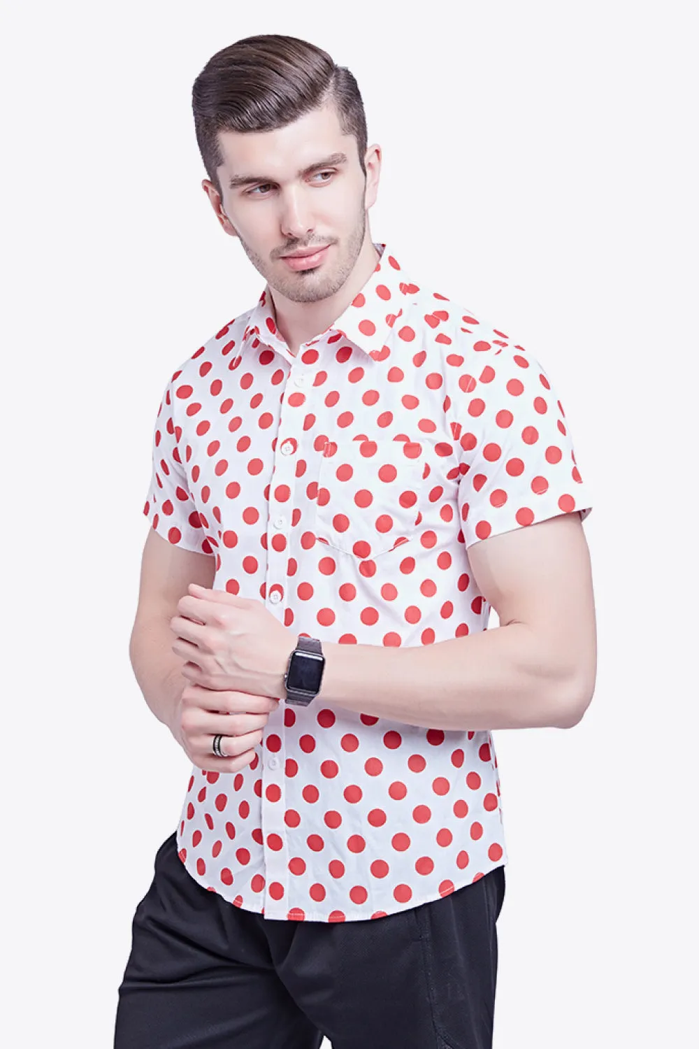 Printed Button-Down Collared Beach Shirt
