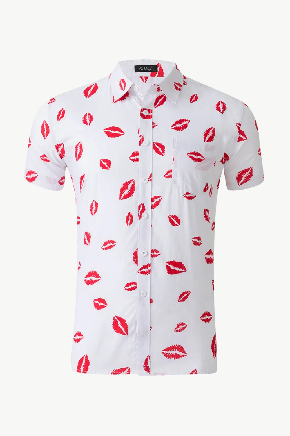Printed Button-Down Collared Beach Shirt