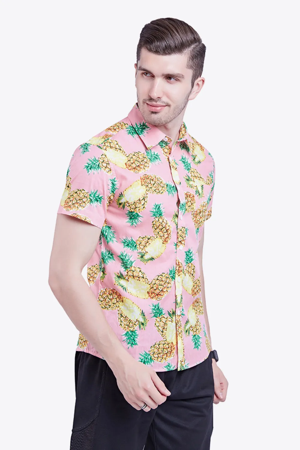 Printed Button-Down Collared Beach Shirt