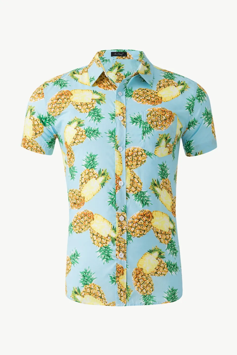 Printed Button-Down Collared Beach Shirt