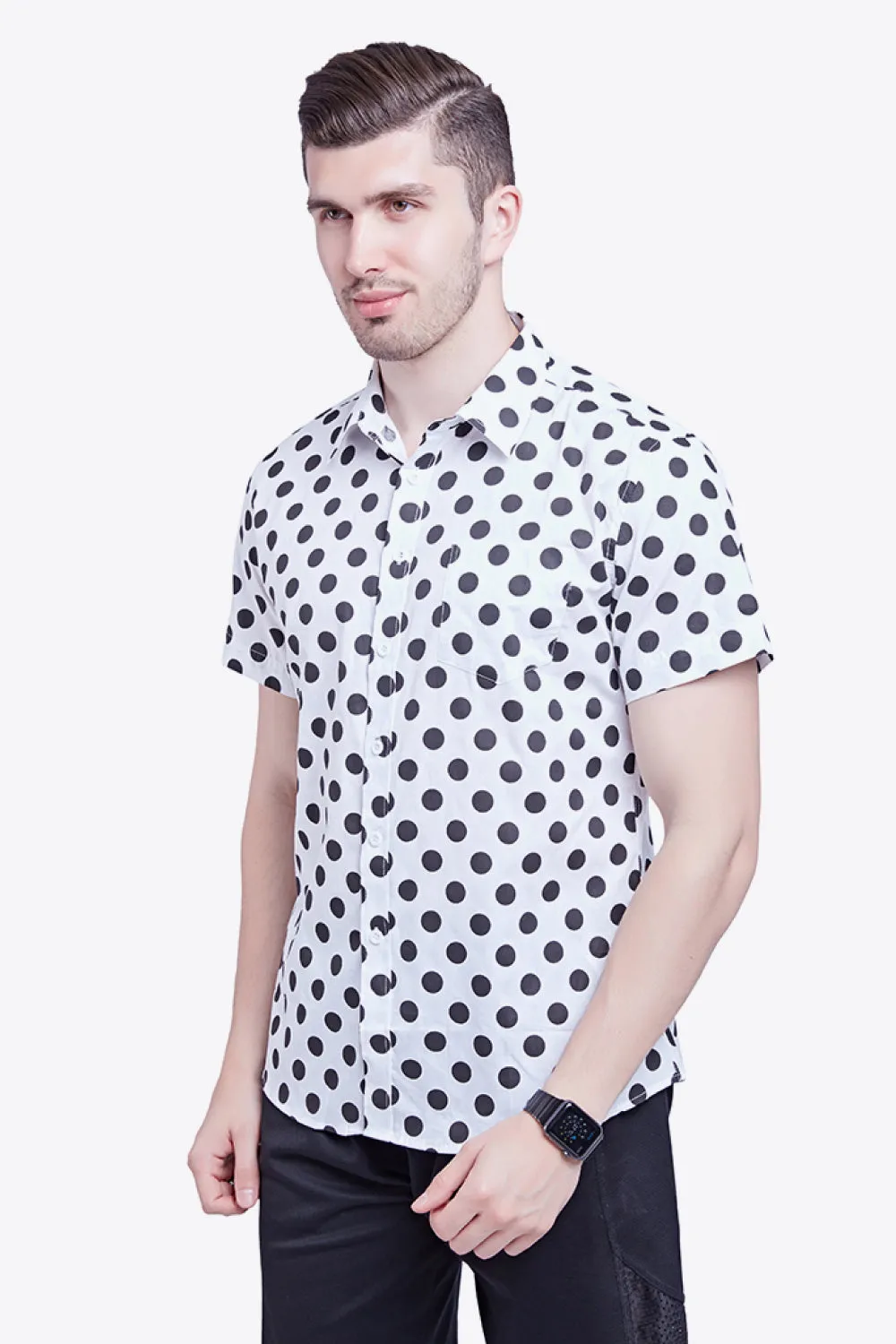 Printed Button-Down Collared Beach Shirt