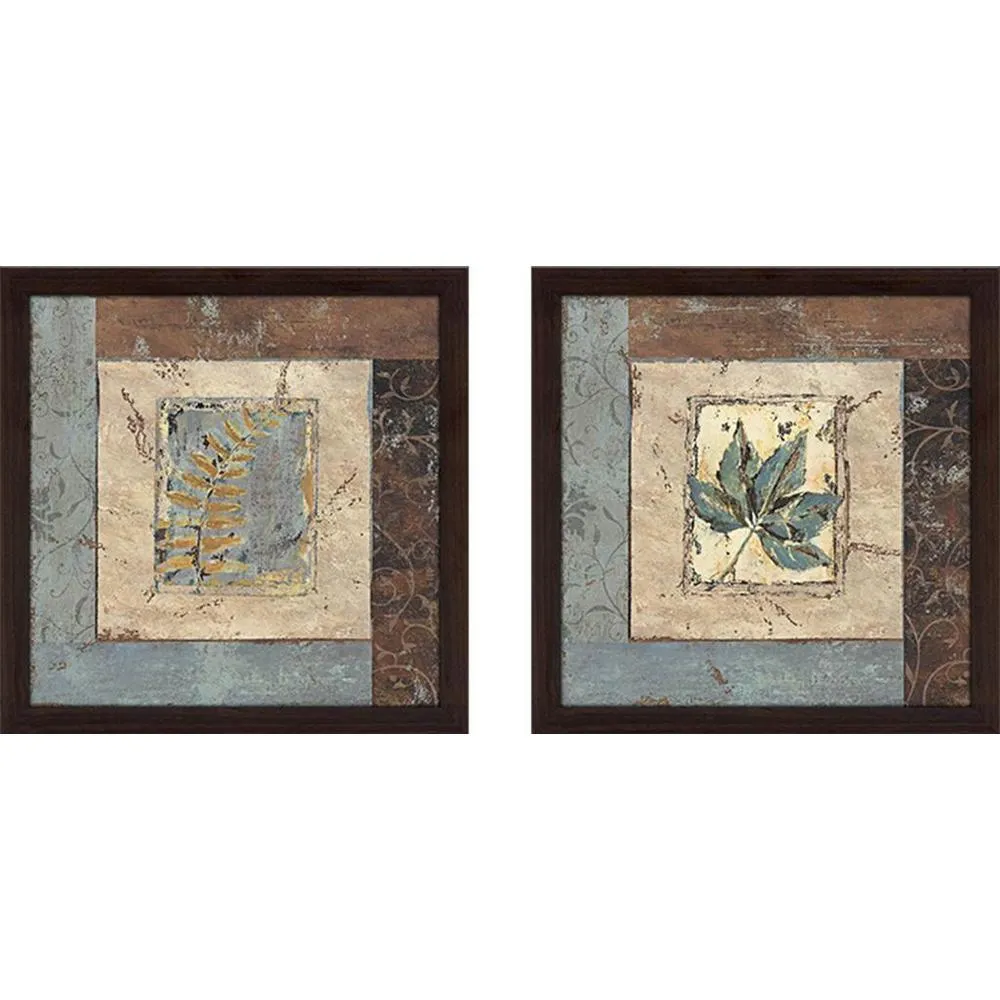 "Blue Brown Fern IV" Wall Art Set of 2, Matching Set
