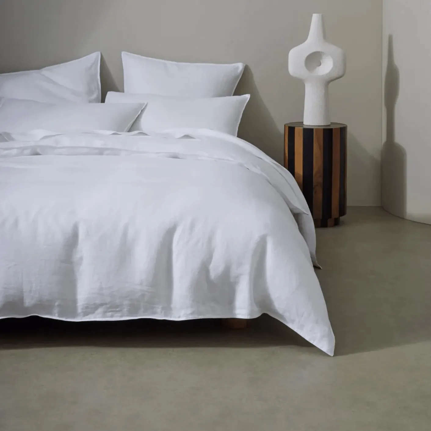 Ravello White Linen Fitted Sheet Double