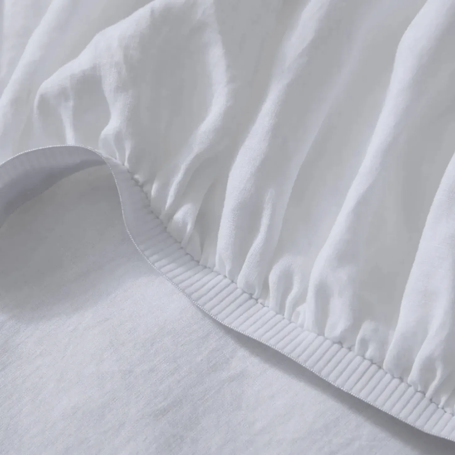 Ravello White Linen Fitted Sheet Double