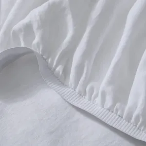 Ravello White Linen Fitted Sheet Double