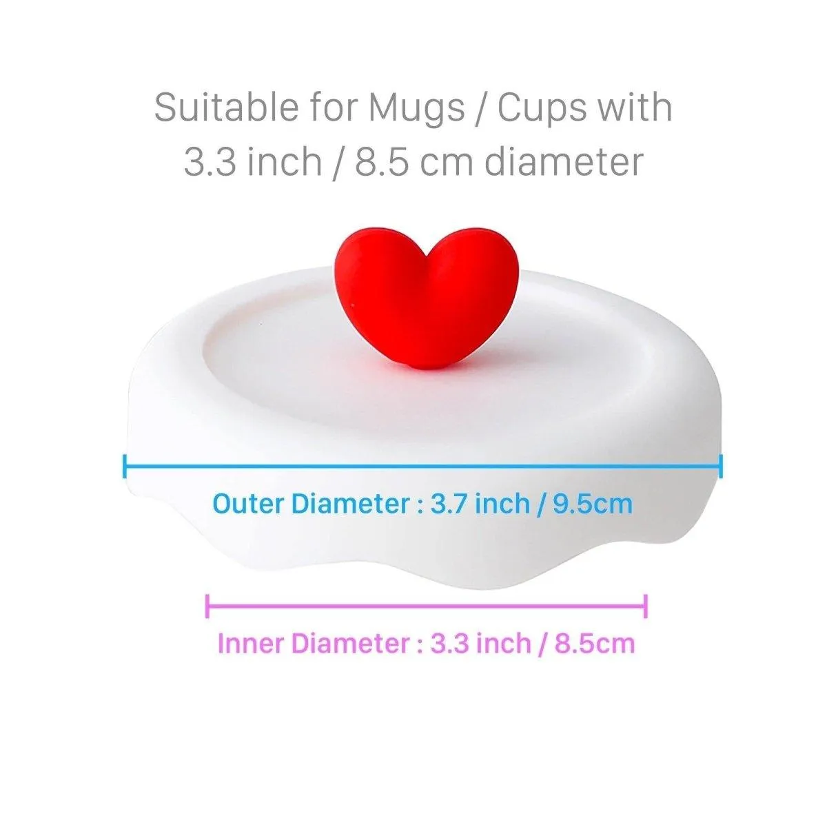 Red Heart Silicone Cup Lid Cover Topper for Coffee Mug, Tea Cup, Glasses – Starbucks Accessories