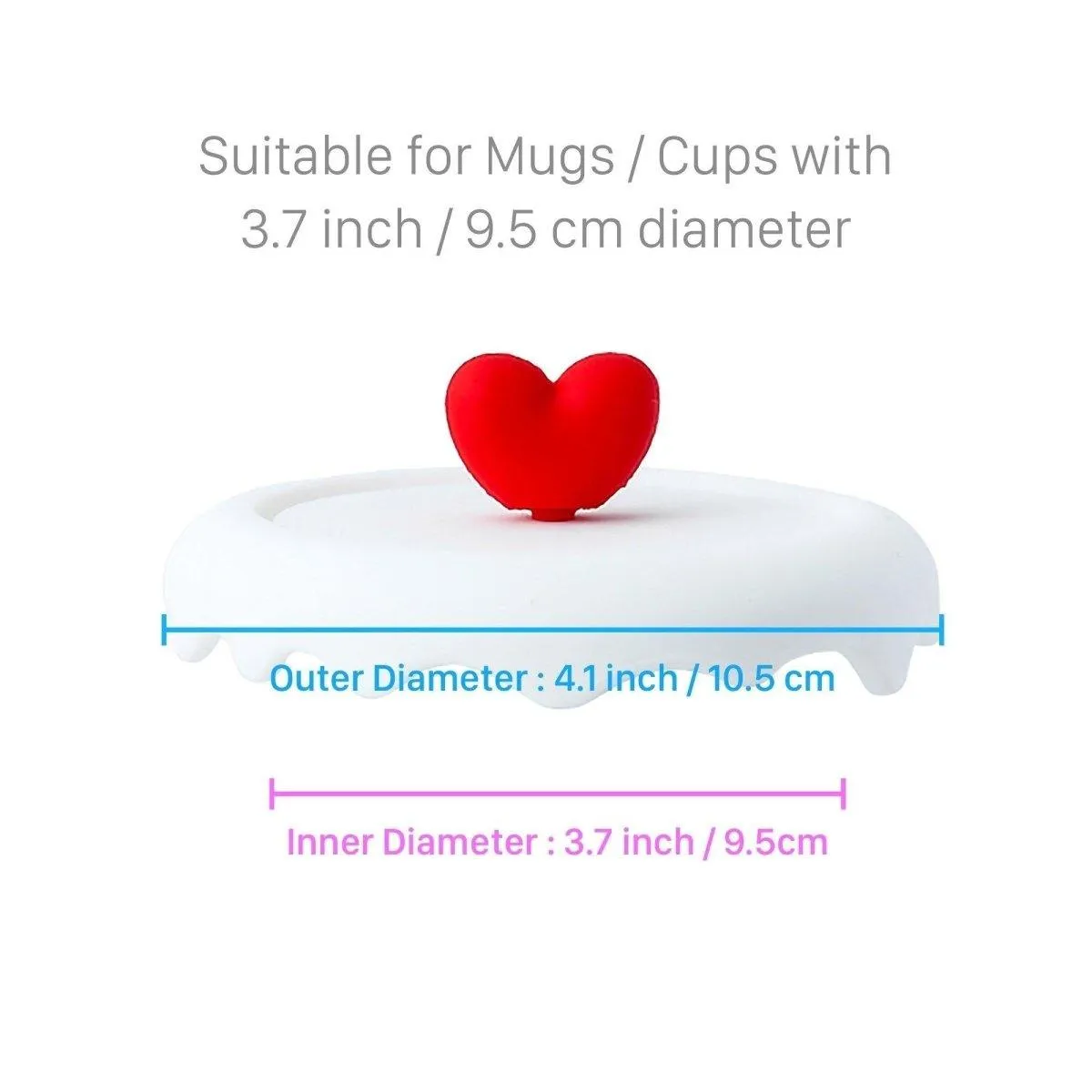 Red Heart Silicone Cup Lid Cover Topper for Coffee Mug, Tea Cup, Glasses – Starbucks Accessories