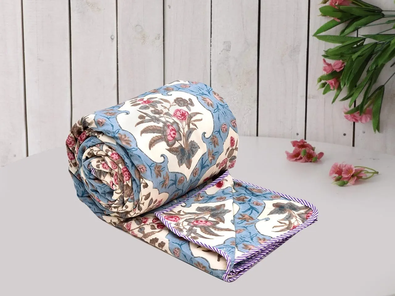 RRC Super Soft Brushed Microfiber Cotton 3 Layer Breathable Set of 2 Single Dohar Lightweight Warm Bed Dohar 57X87(Inches) 144X220(CM) All-Weather 120 GSM AC Dohar Blanket