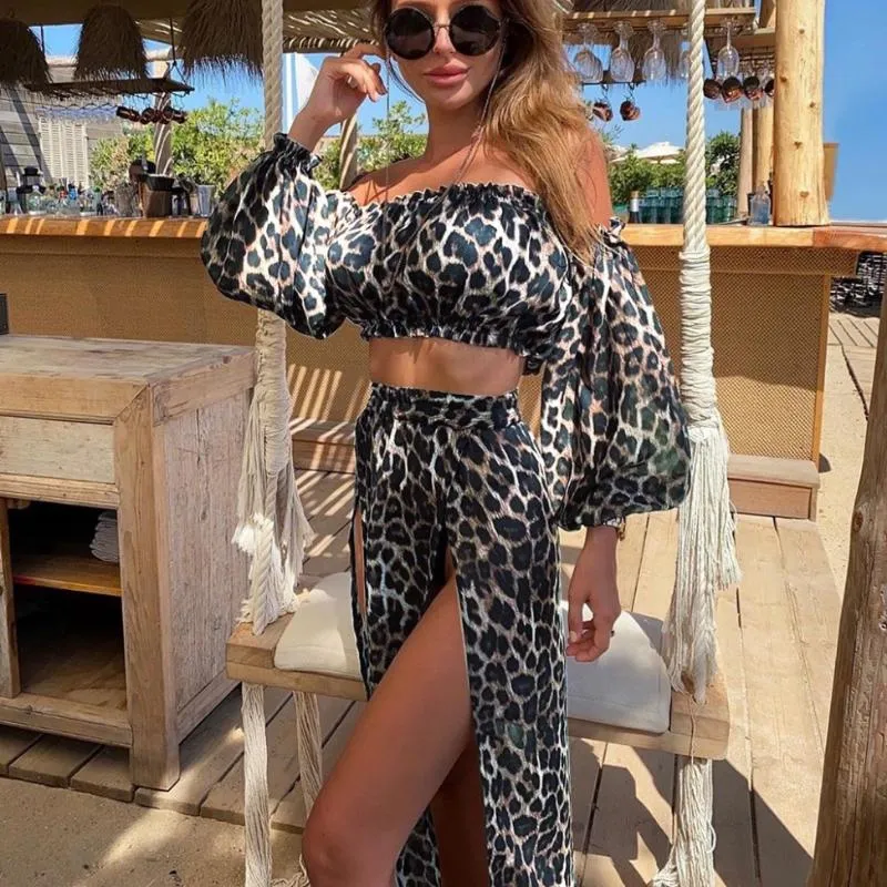 See-through Long Sleeve and Crop Top Swimwear Cover-up Set