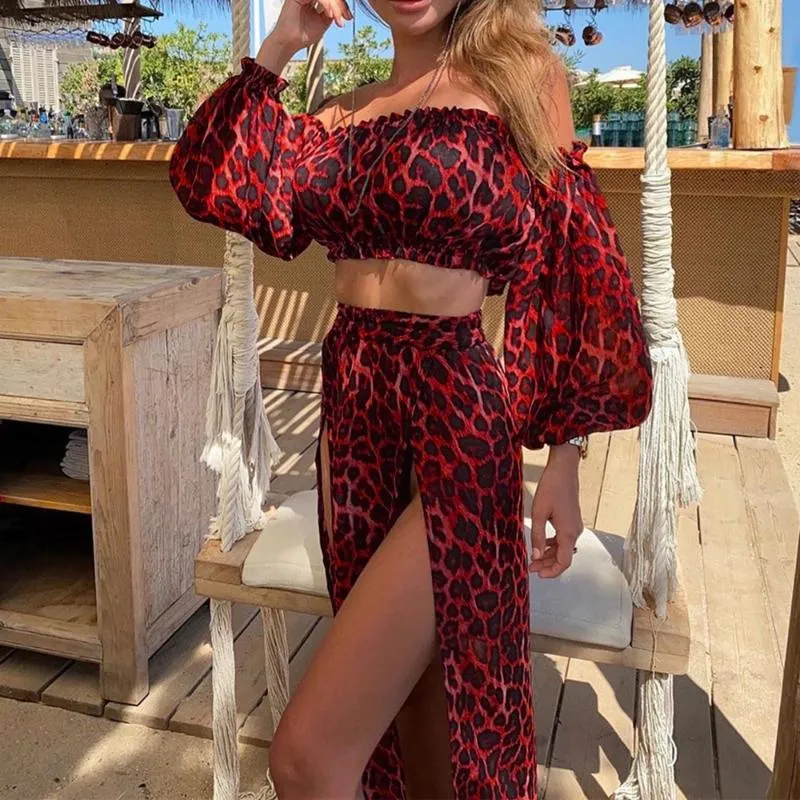 See-through Long Sleeve and Crop Top Swimwear Cover-up Set