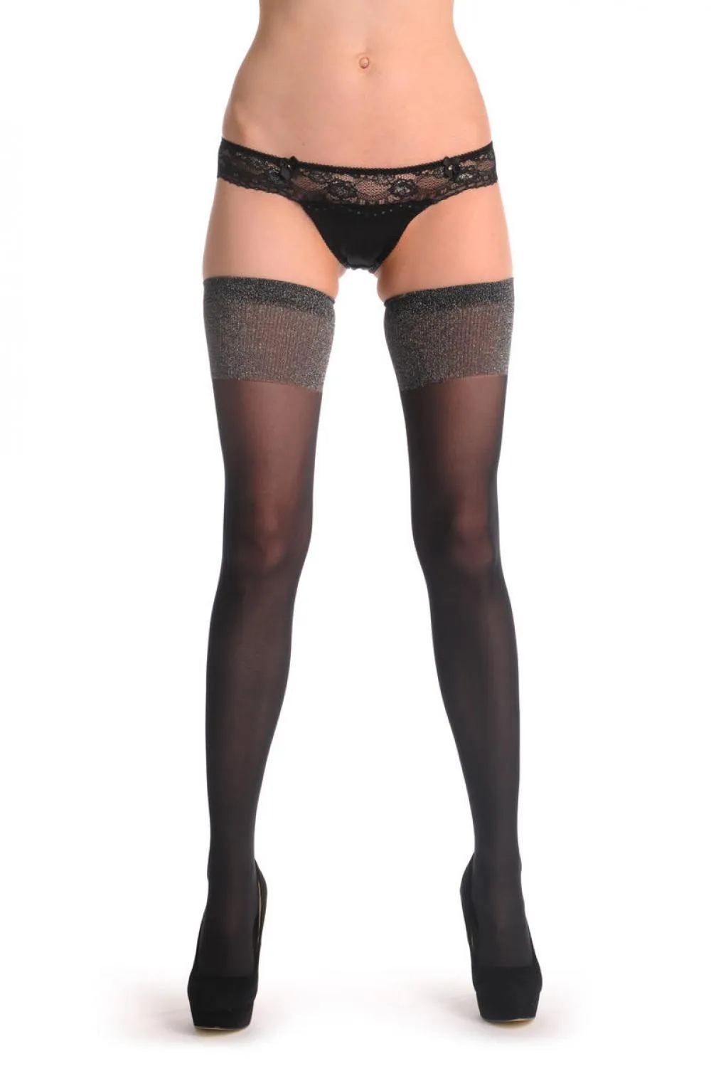Sheer Black With Silver Lurex Top