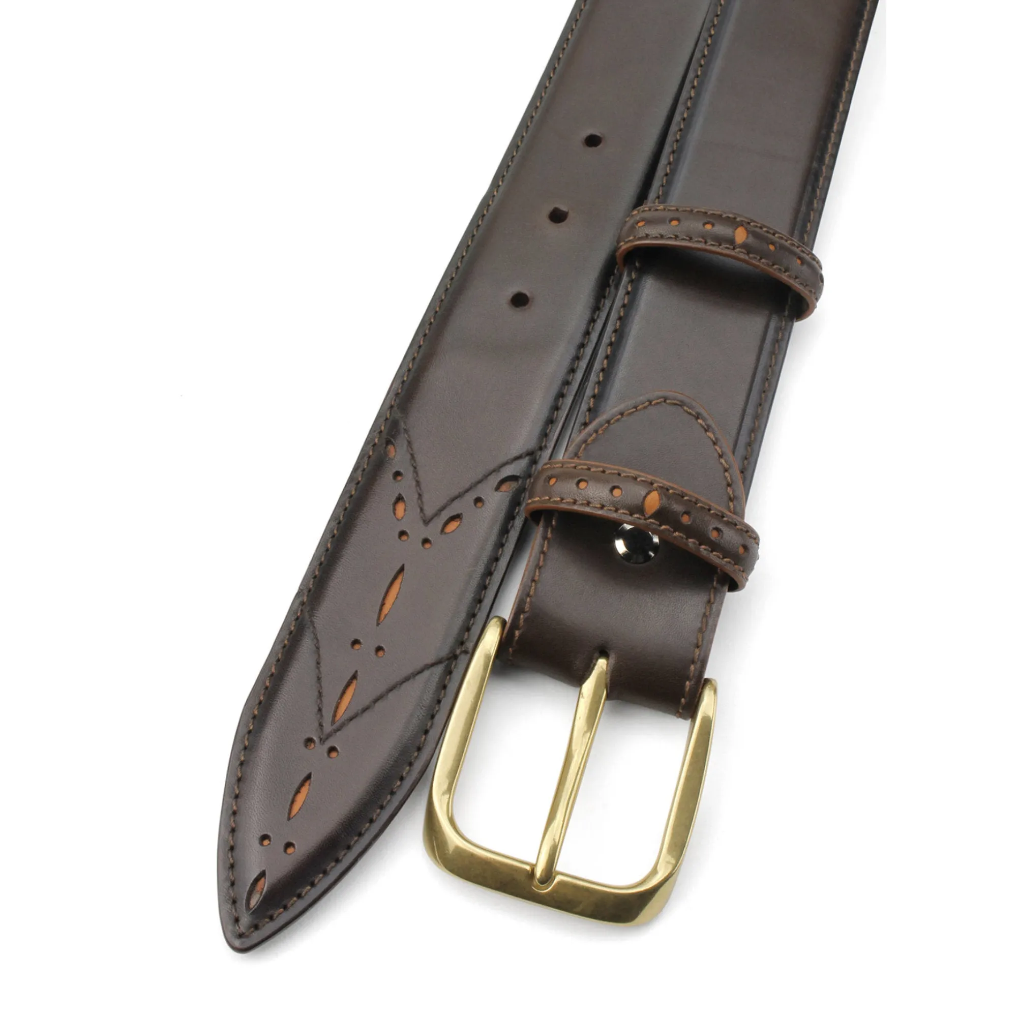 Sinatra Bitter Choc/Tan mix Perforated Belt