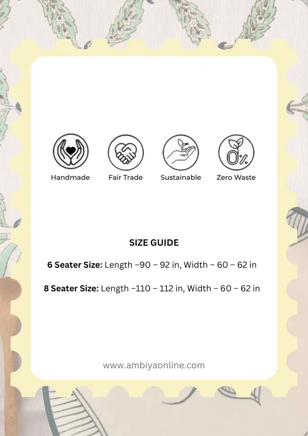 Spring Stone Hand Block Print Cotton Table Cover