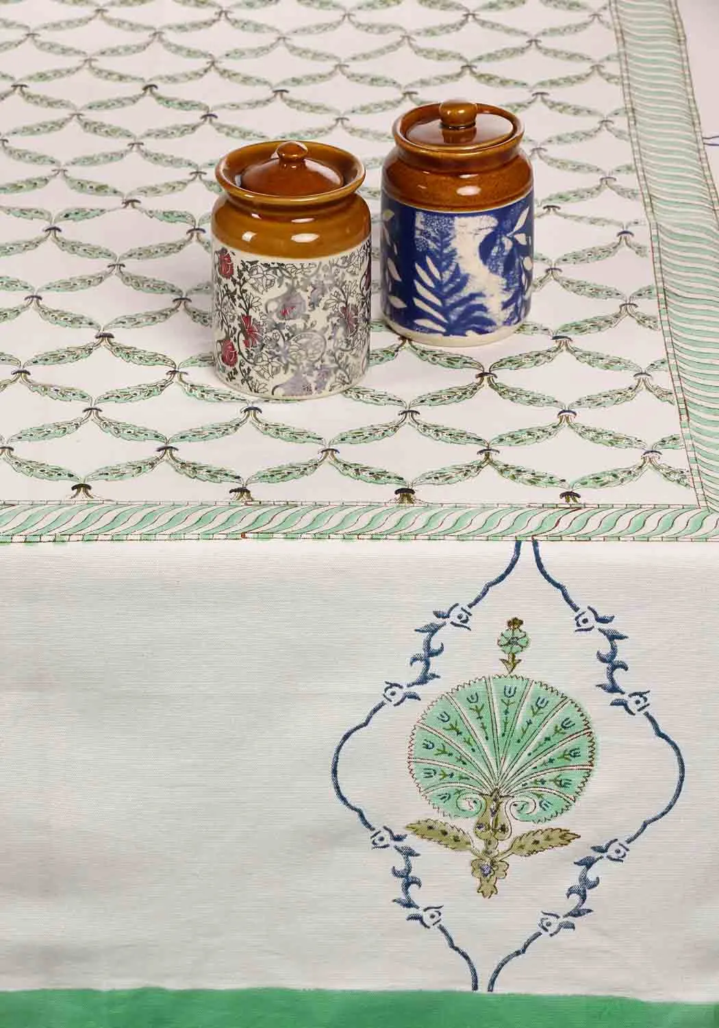 Spring Stone Hand Block Print Cotton Table Cover