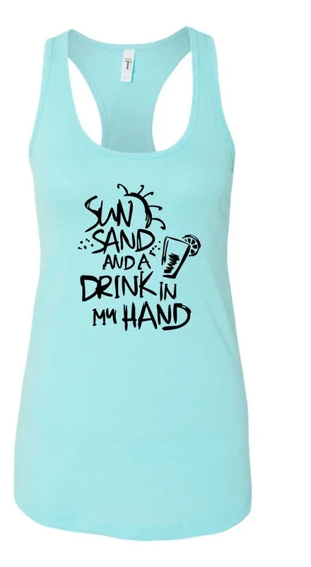 Sun Sand and a Drink in Hand Summer Graphic Tank *Online Only*