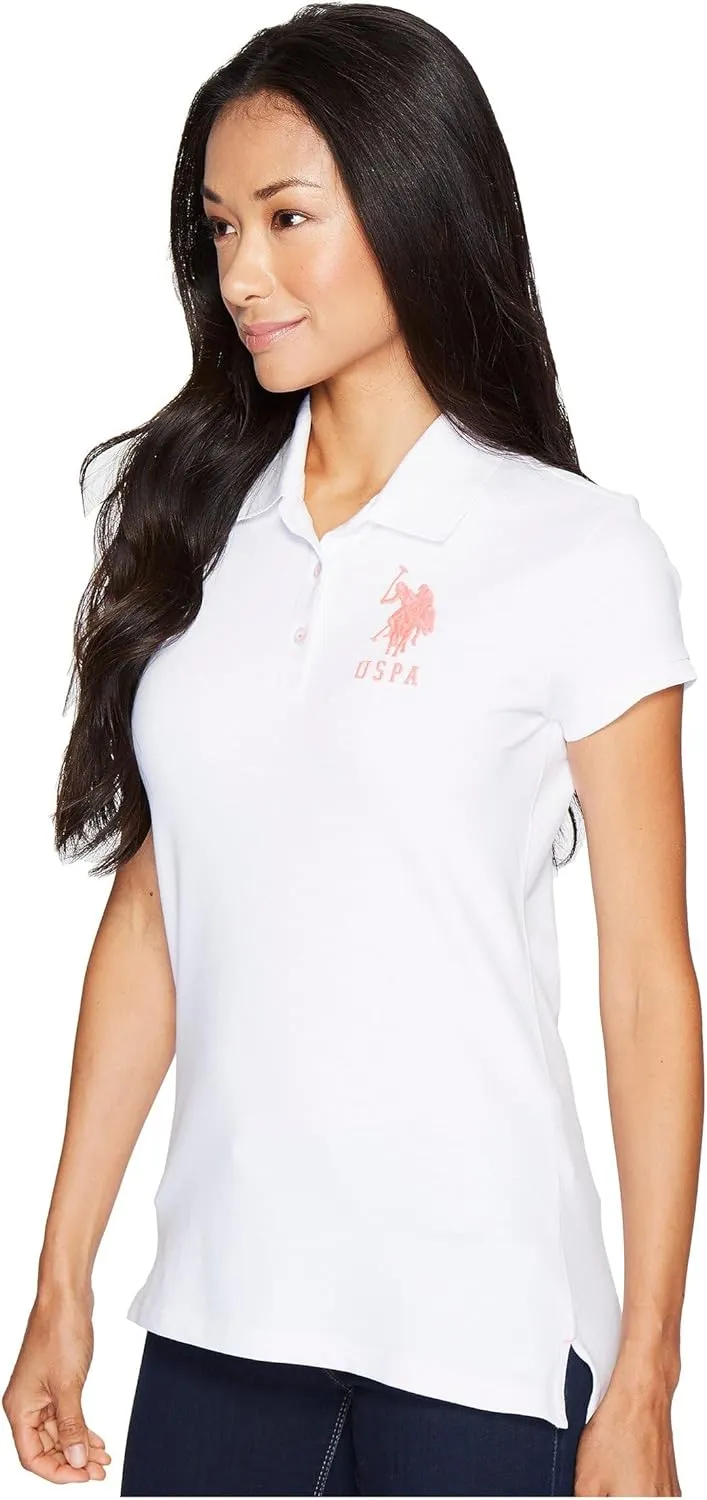 U.S. Polo Assn. Women's Neon Logos Short Sleeve Polo Shirt