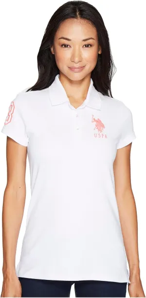 U.S. Polo Assn. Women's Neon Logos Short Sleeve Polo Shirt