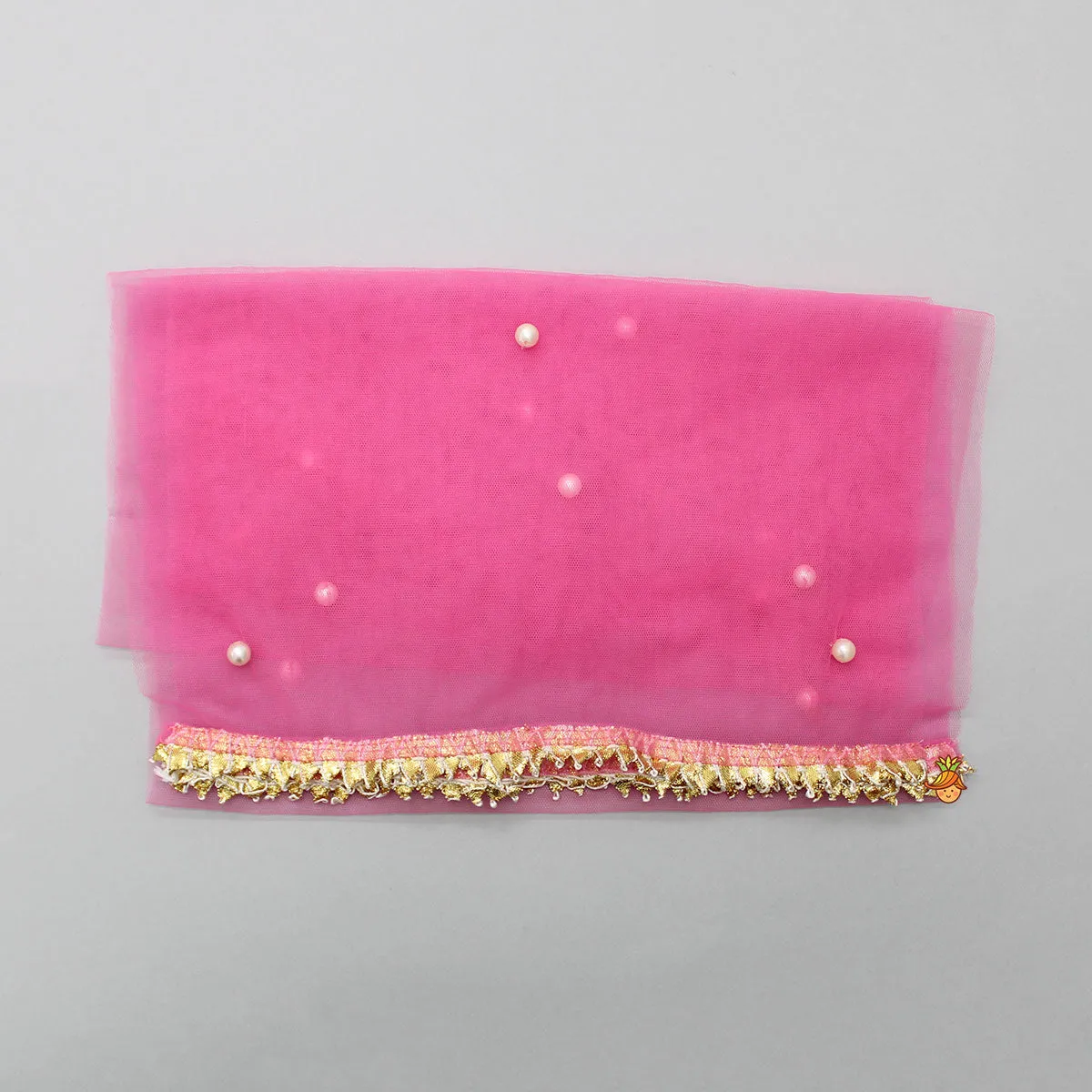 Yoke Gota Lace Detail Bandhani Printed Hot Pink Kurti And Sharara With Dupatta